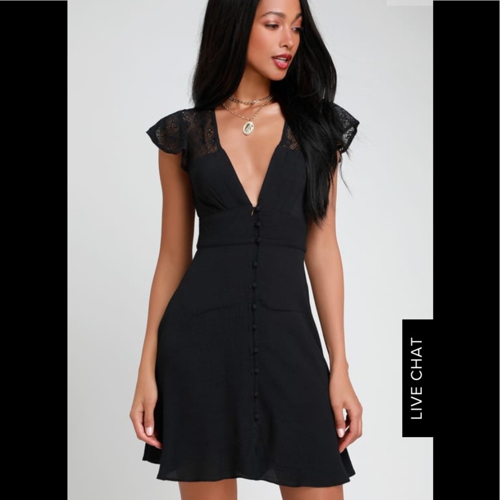 Free People Carolina Black Lace Slip Dress - Picture 2 of 7